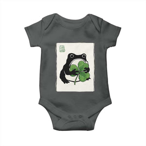 Funny Grumpy Frog Japanese St Patricks Day Baby Onesie TS11 Dark Heather Print Your Wear