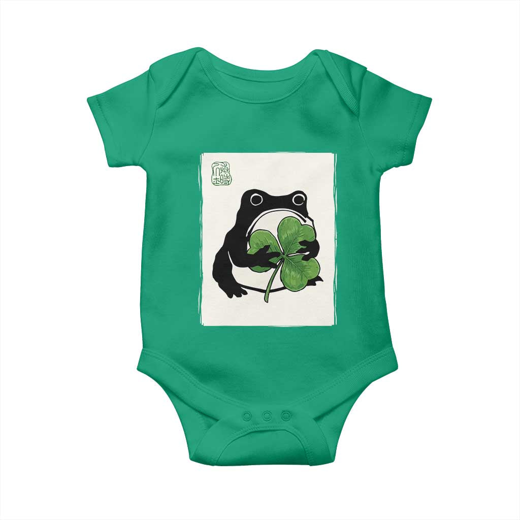 Funny Grumpy Frog Japanese St Patricks Day Baby Onesie TS11 Irish Green Print Your Wear