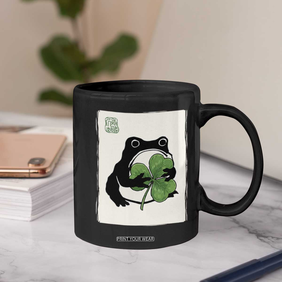 Funny Grumpy Frog Japanese St Patricks Day Coffee Mug TS11 Print Your Wear