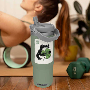 Funny Grumpy Frog Japanese St Patricks Day Flip Straw Tumbler TS11 One Size: 30 oz Moss Green Print Your Wear