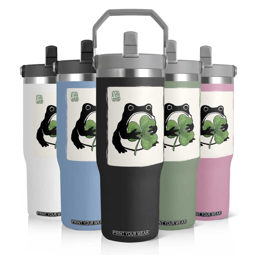 Funny Grumpy Frog Japanese St Patricks Day Flip Straw Tumbler TS11 Print Your Wear