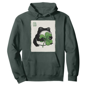 Funny Grumpy Frog Japanese St Patricks Day Hoodie TS11 Dark Forest Green Print Your Wear
