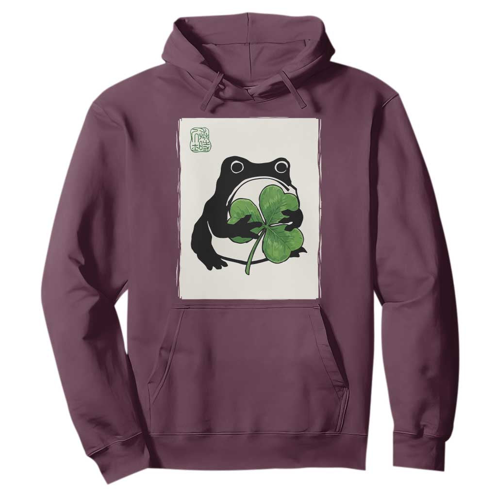 Funny Grumpy Frog Japanese St Patricks Day Hoodie TS11 Maroon Print Your Wear