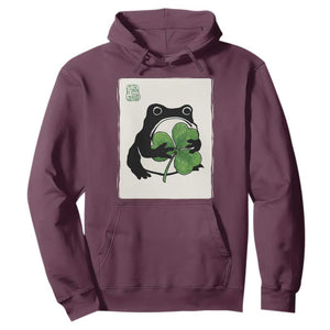 Funny Grumpy Frog Japanese St Patricks Day Hoodie TS11 Maroon Print Your Wear