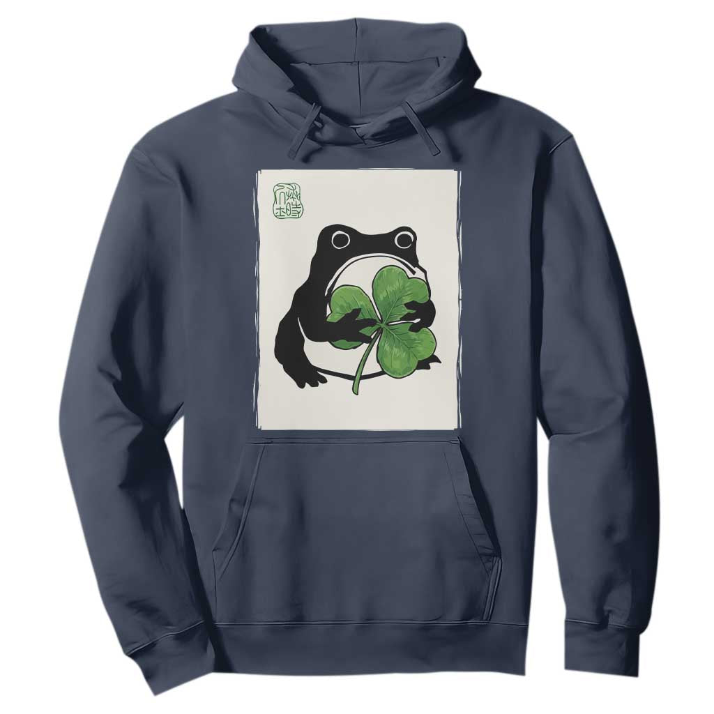 Funny Grumpy Frog Japanese St Patricks Day Hoodie TS11 Navy Print Your Wear