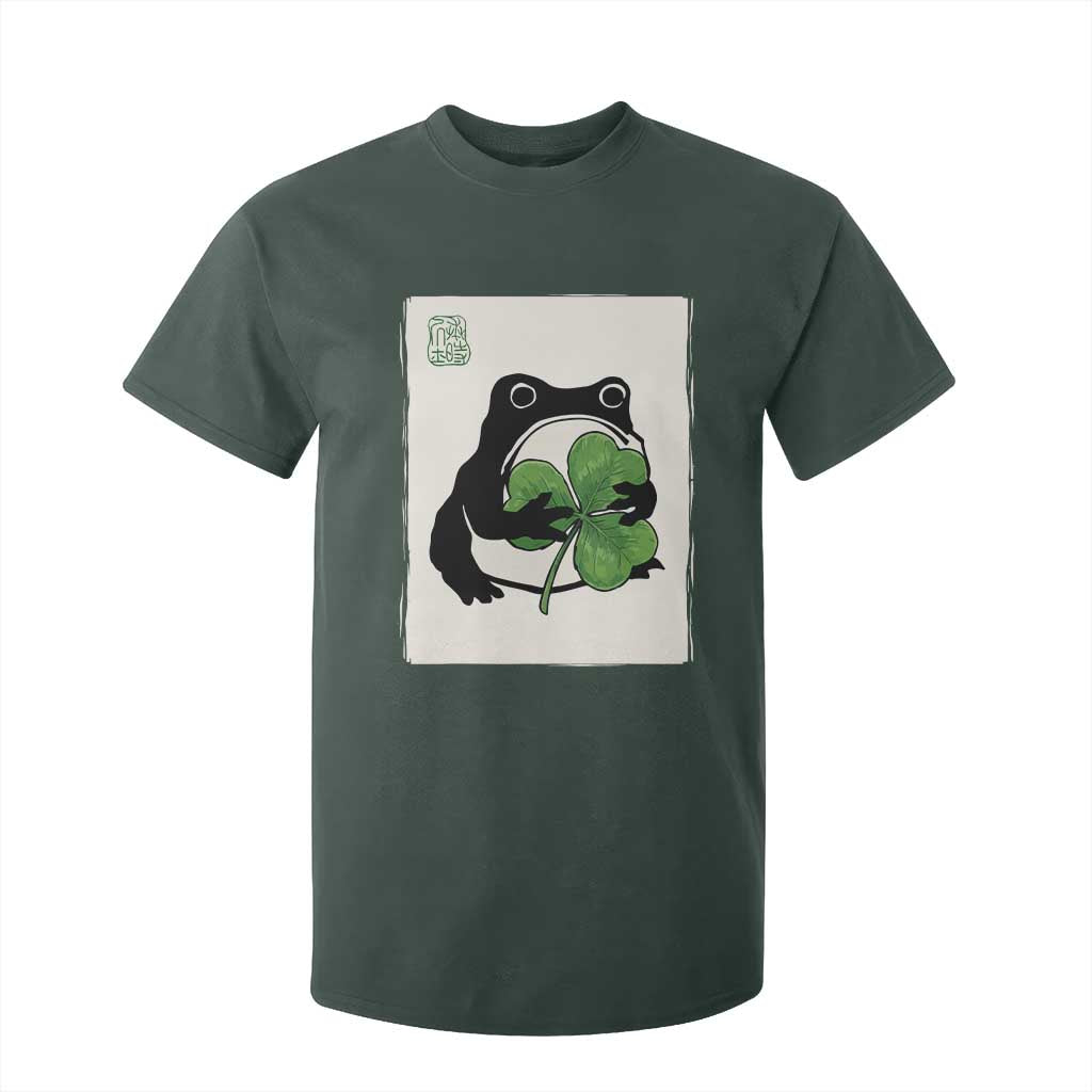 Funny Grumpy Frog Japanese St Patricks Day T Shirt For Kid TS11 Dark Forest Green Print Your Wear