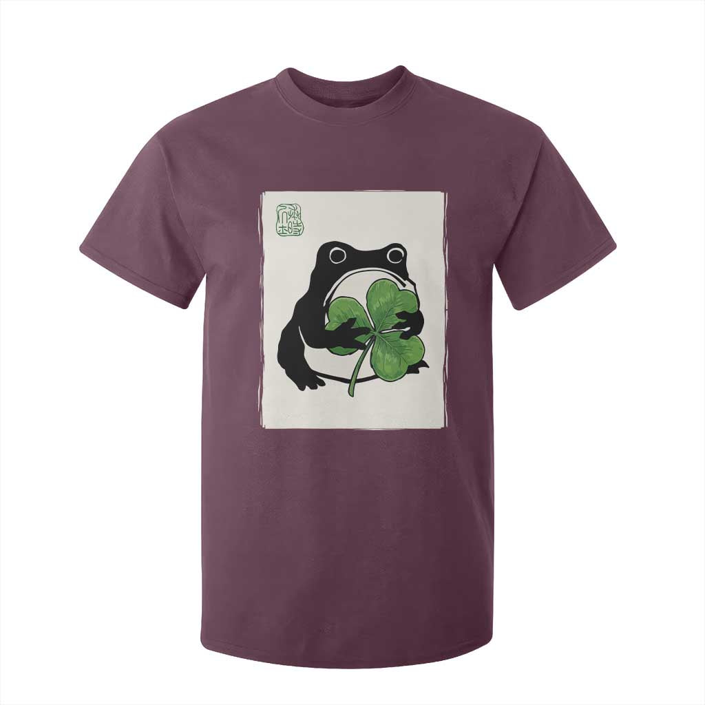 Funny Grumpy Frog Japanese St Patricks Day T Shirt For Kid TS11 Maroon Print Your Wear