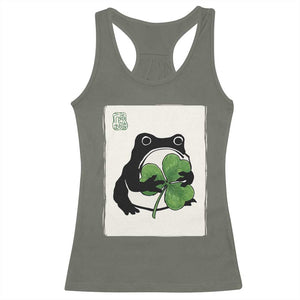 Funny Grumpy Frog Japanese St Patricks Day Racerback Tank Top TS11 Military Green Print Your Wear