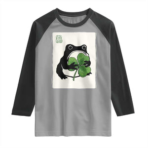 Funny Grumpy Frog Japanese St Patricks Day Raglan Shirt TS11 Sport Gray Black Print Your Wear