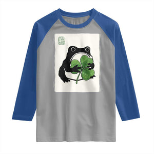 Funny Grumpy Frog Japanese St Patricks Day Raglan Shirt TS11 Sport Gray Royal Print Your Wear