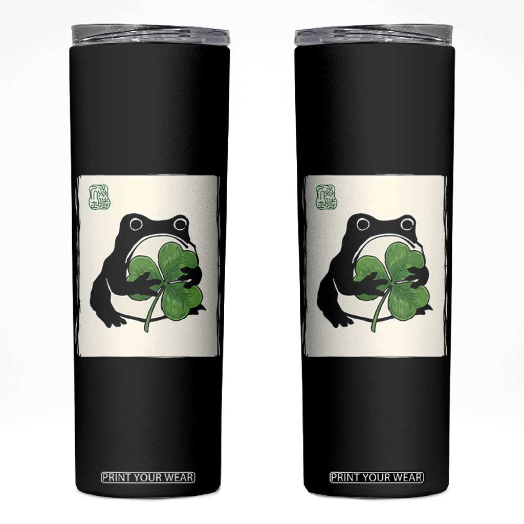 Funny Grumpy Frog Japanese St Patricks Day Skinny Tumbler TS11 Black Print Your Wear