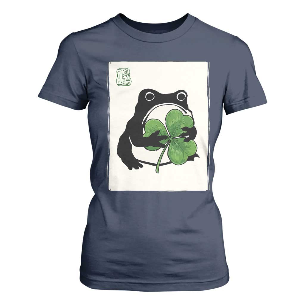 Funny Grumpy Frog Japanese St Patricks Day T Shirt For Women TS11 Navy Print Your Wear