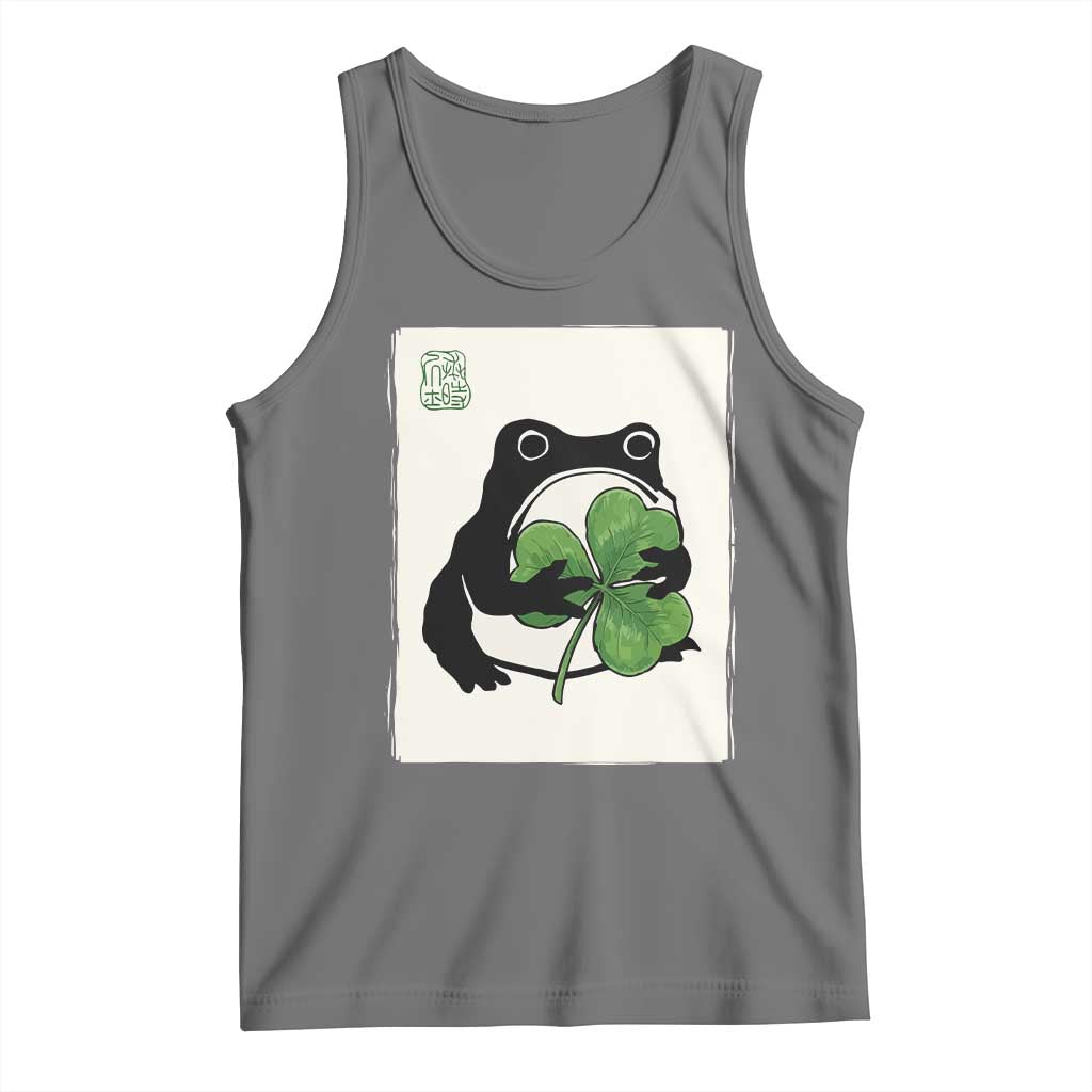 Funny Grumpy Frog Japanese St Patricks Day Tank Top TS11 Black Heather Print Your Wear