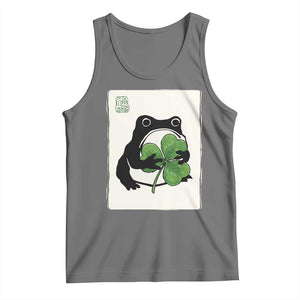 Funny Grumpy Frog Japanese St Patricks Day Tank Top TS11 Black Heather Print Your Wear