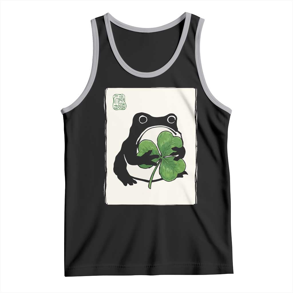 Funny Grumpy Frog Japanese St Patricks Day Tank Top TS11 Black Athletic Heather Print Your Wear