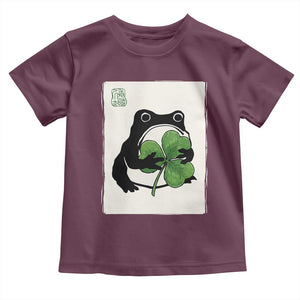Funny Grumpy Frog Japanese St Patricks Day Toddler T Shirt TS11 Maroon Print Your Wear