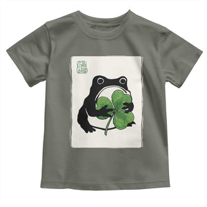 Funny Grumpy Frog Japanese St Patricks Day Toddler T Shirt TS11 Military Green Print Your Wear