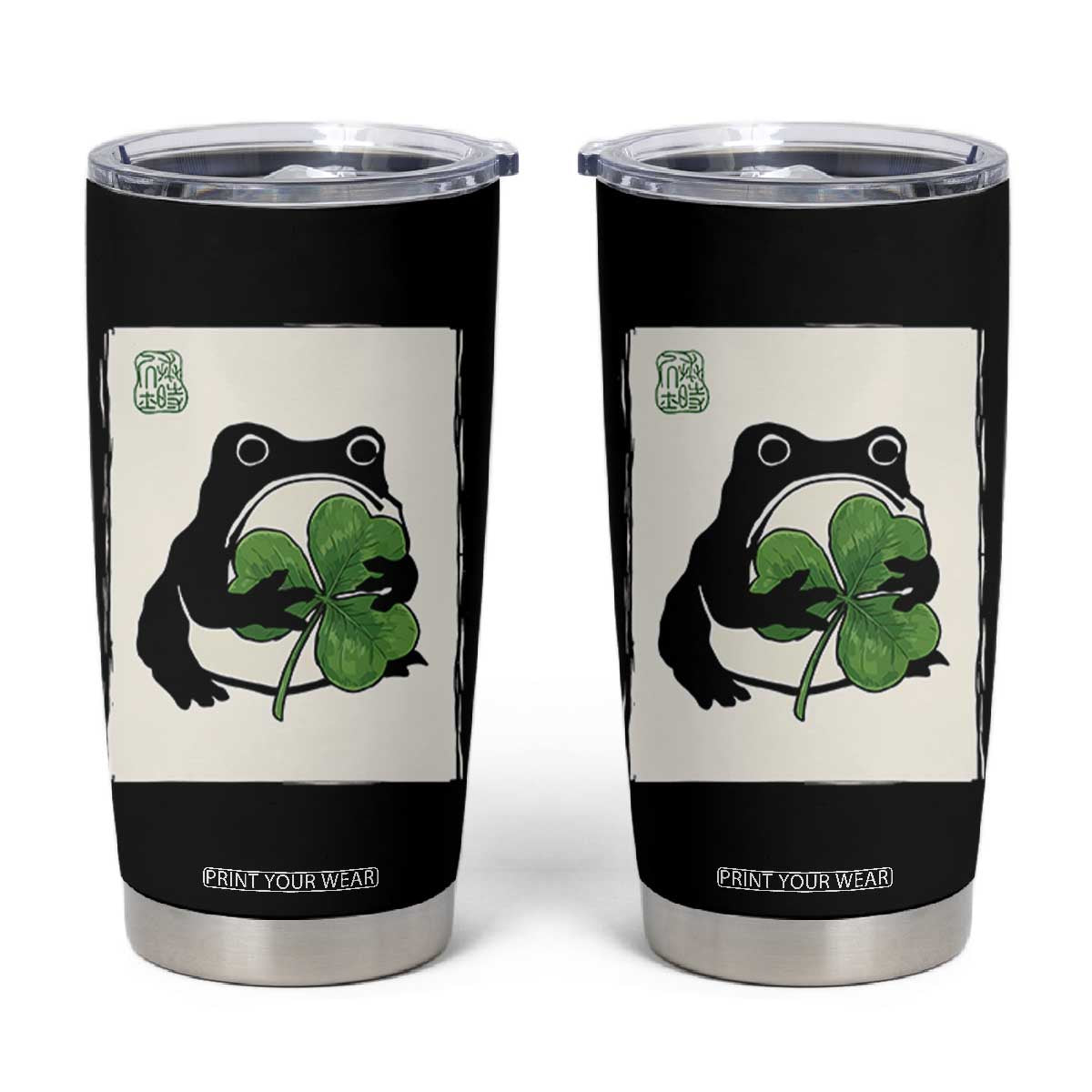 Funny Grumpy Frog Japanese St Patricks Day Tumbler Cup TS11 Black Print Your Wear
