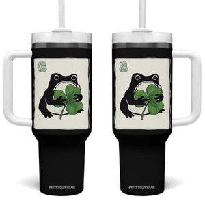 Funny Grumpy Frog Japanese St Patricks Day Tumbler With Handle TS11 One Size: 40 oz Black Print Your Wear