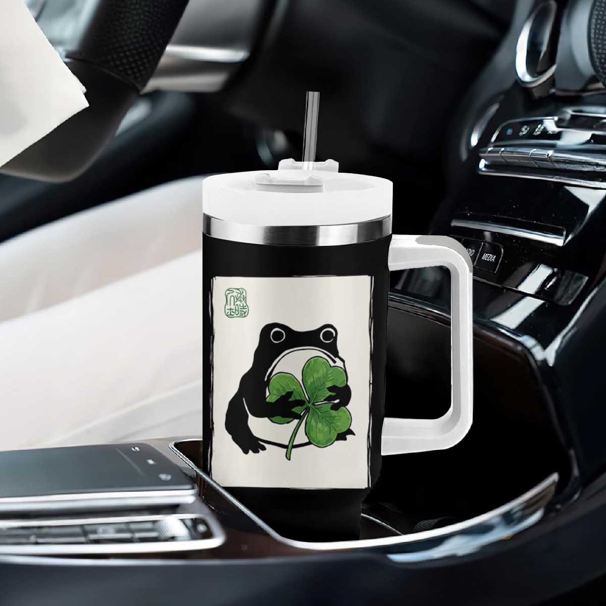 Funny Grumpy Frog Japanese St Patricks Day Tumbler With Handle TS11 Print Your Wear