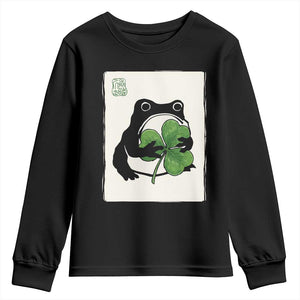 Funny Grumpy Frog Japanese St Patricks Day Youth Sweatshirt TS11 Black Print Your Wear