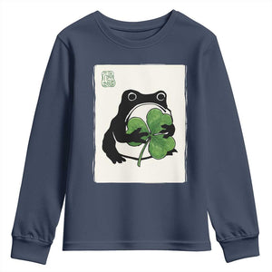 Funny Grumpy Frog Japanese St Patricks Day Youth Sweatshirt TS11 Navy Print Your Wear
