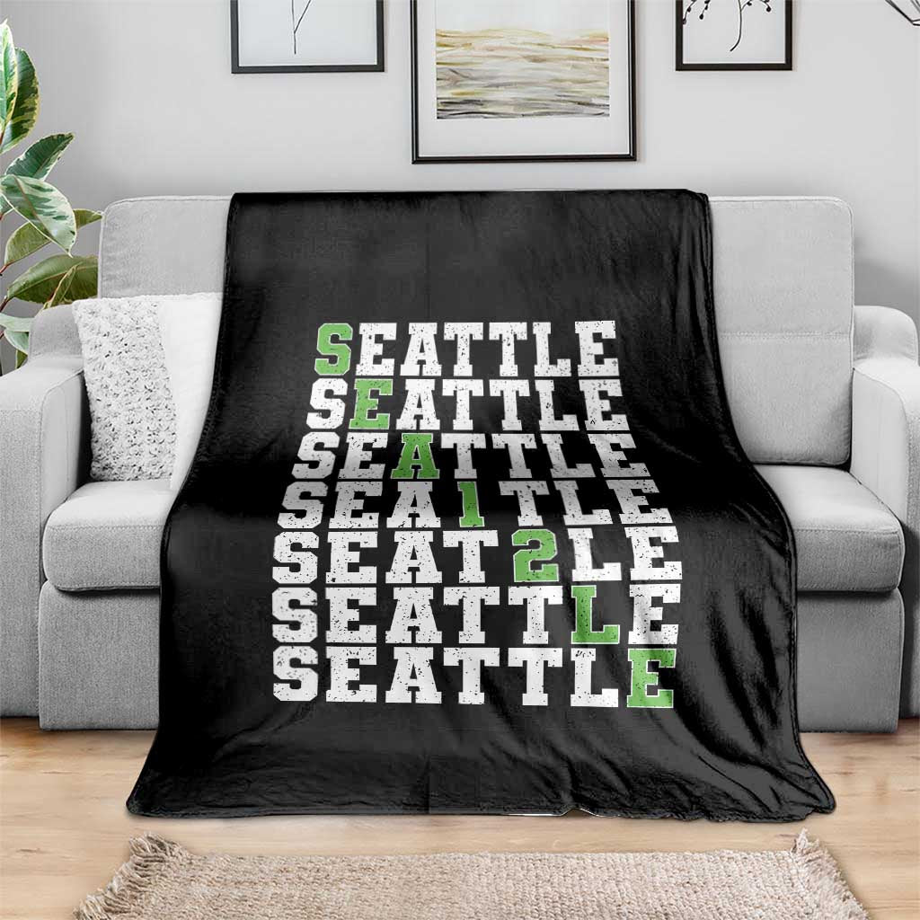 Seattle Fan 12 Athletic Number Throw Blanket City Football Game Day TS11 Print Your Wear