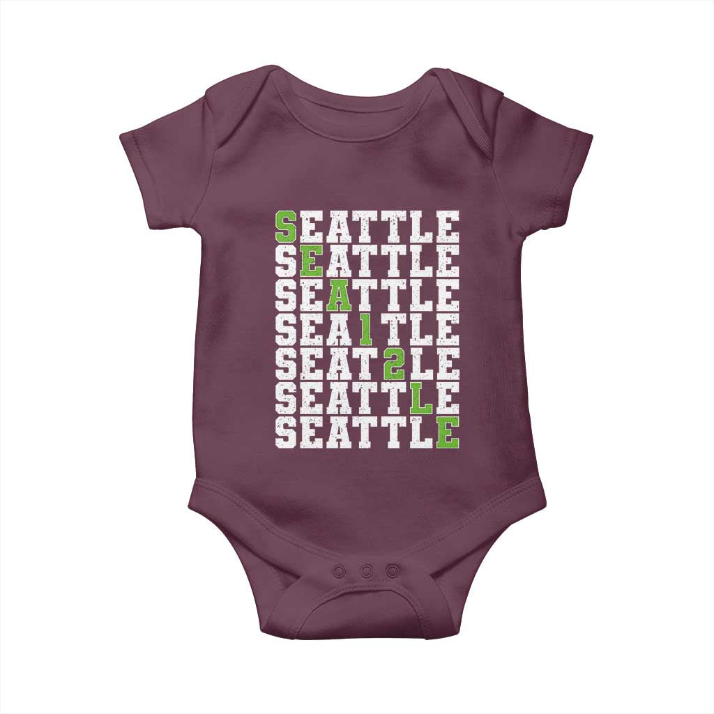 Seattle Fan 12 Athletic Number Baby Onesie City Football Game Day TS11 Maroon Print Your Wear