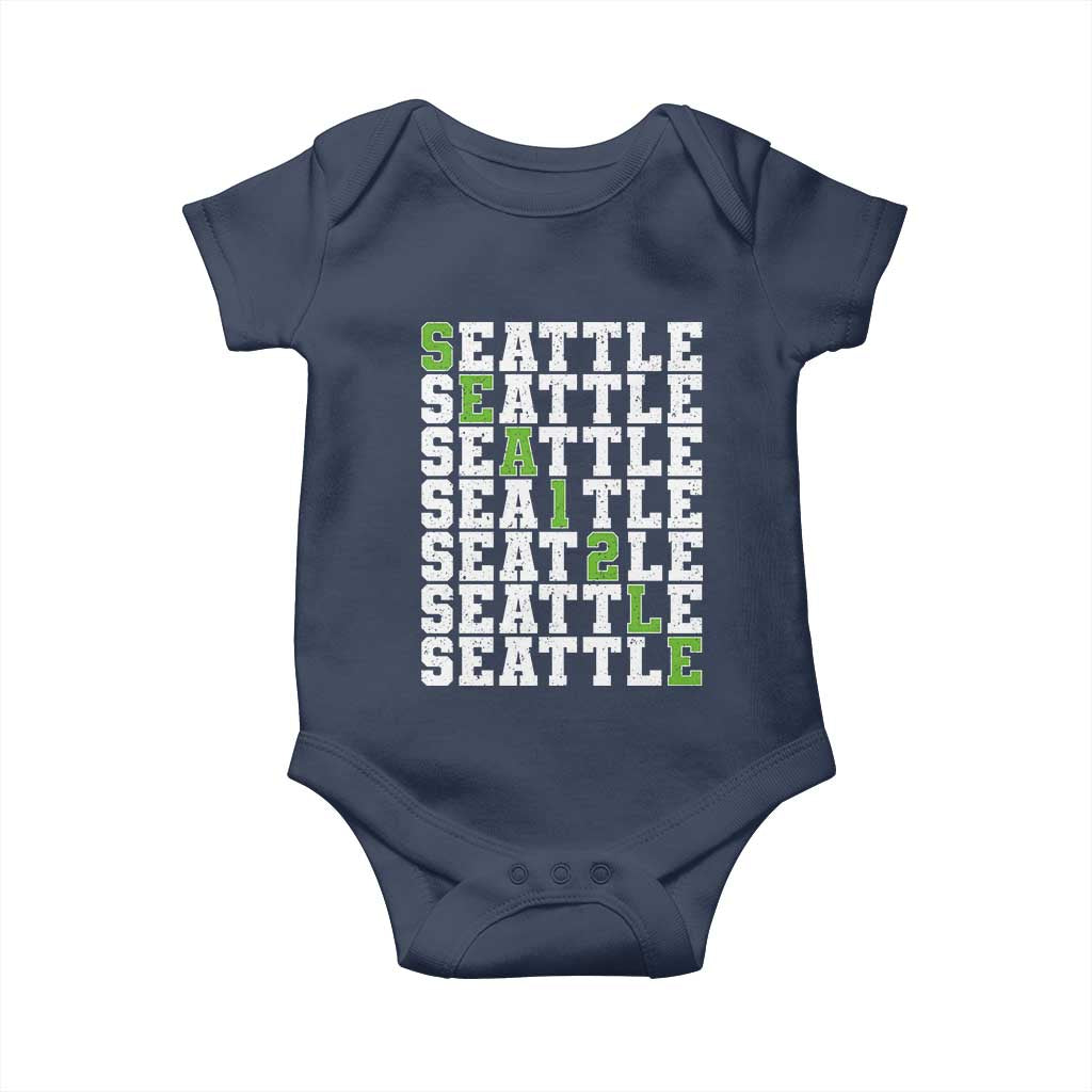 Seattle Fan 12 Athletic Number Baby Onesie City Football Game Day TS11 Navy Print Your Wear