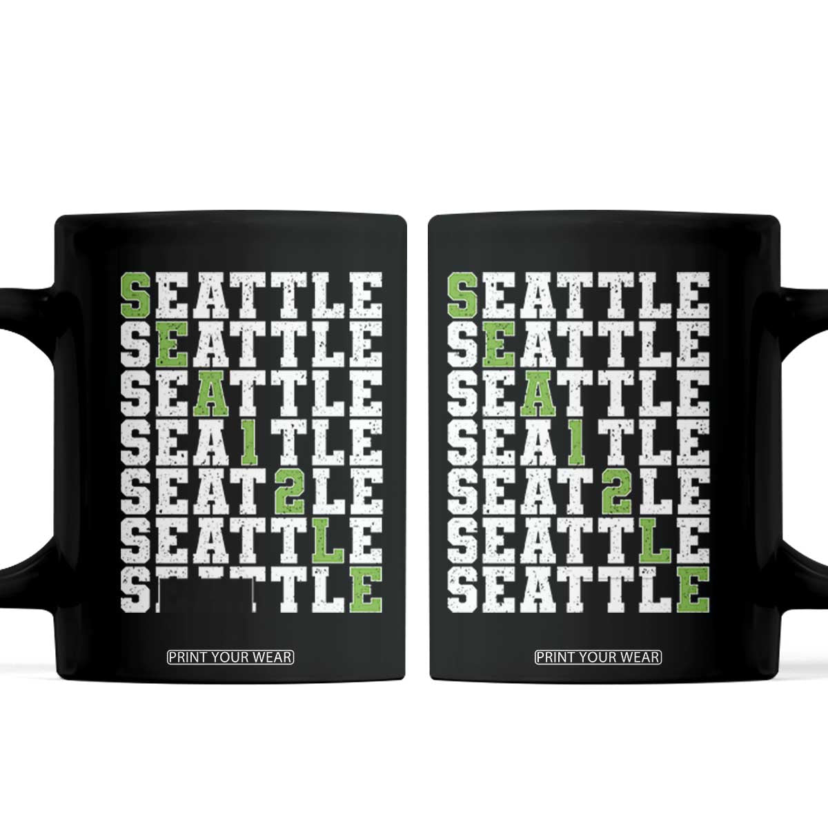 Seattle Fan 12 Athletic Number Coffee Mug City Football Game Day TS11 Black Print Your Wear