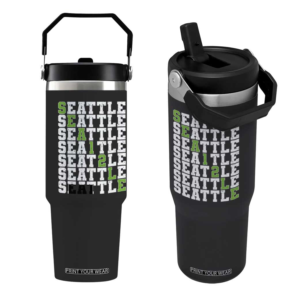 Seattle Fan 12 Athletic Number Flip Straw Tumbler City Football Game Day TS11 One Size: 30 oz Black Print Your Wear