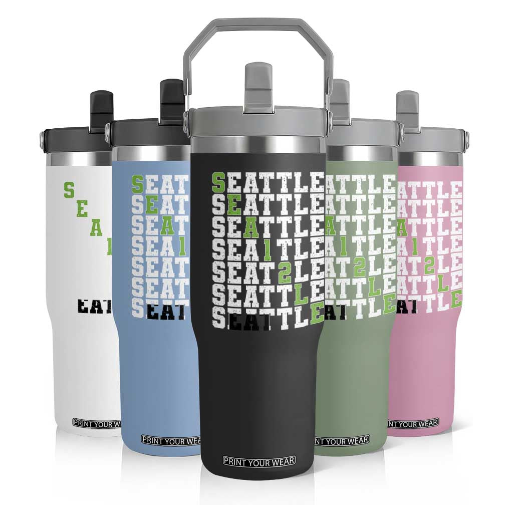 Seattle Fan 12 Athletic Number Flip Straw Tumbler City Football Game Day TS11 Print Your Wear