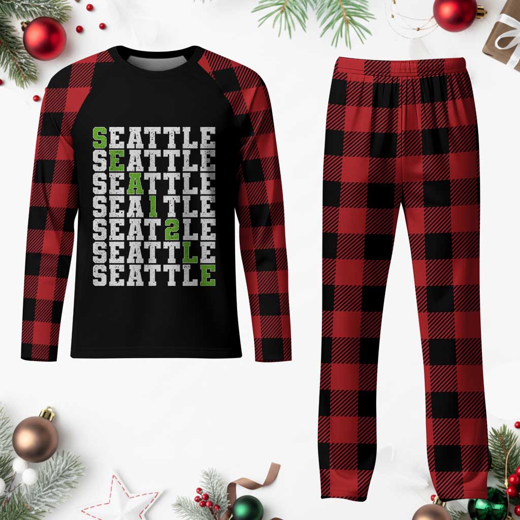 Seattle Fan 12 Athletic Number Plaid Pajama Set City Football Game Day TS11 Buffalo Plaid Print Your Wear