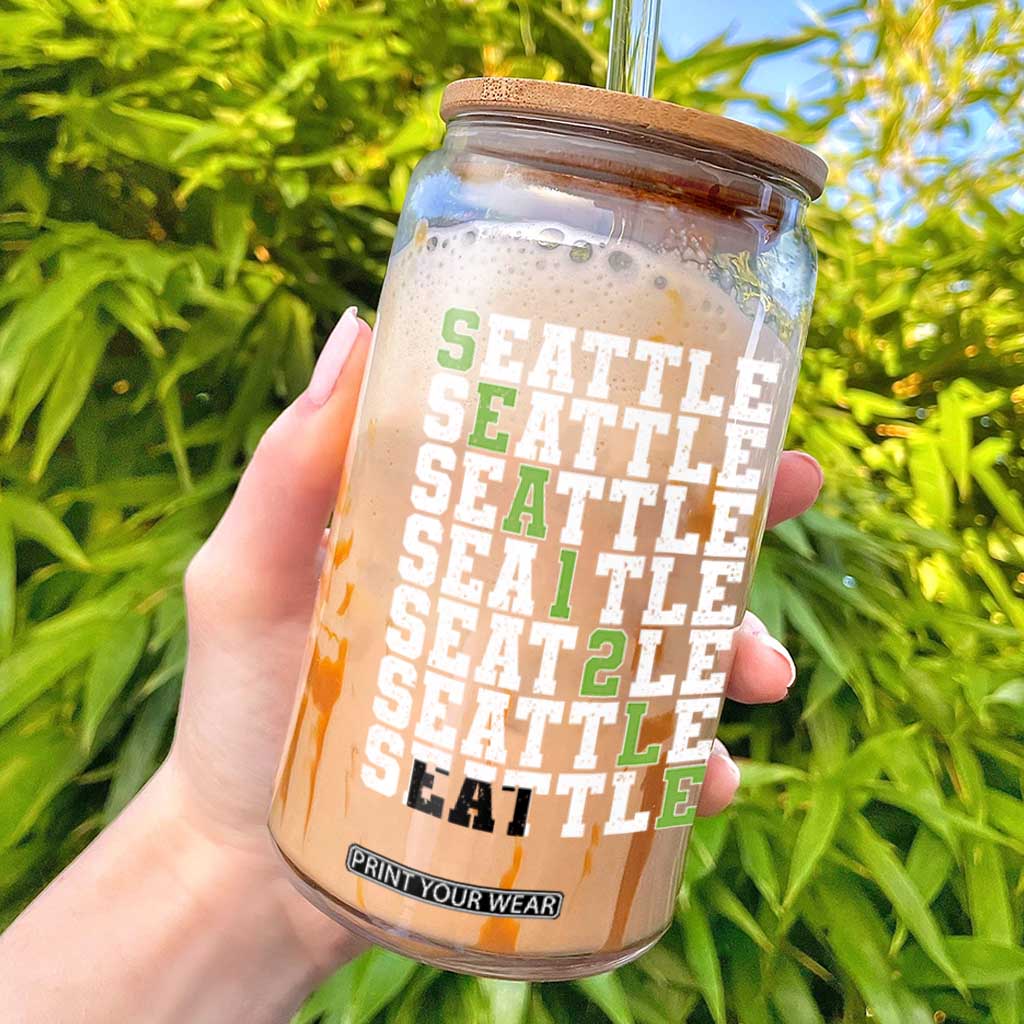 Seattle Fan 12 Athletic Number Glass Can City Football Game Day TS11 Black Print Your Wear