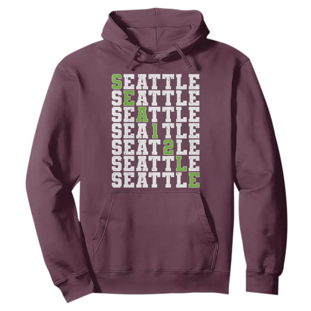 Seattle Fan 12 Athletic Number Hoodie City Football Game Day TS11 Maroon Print Your Wear
