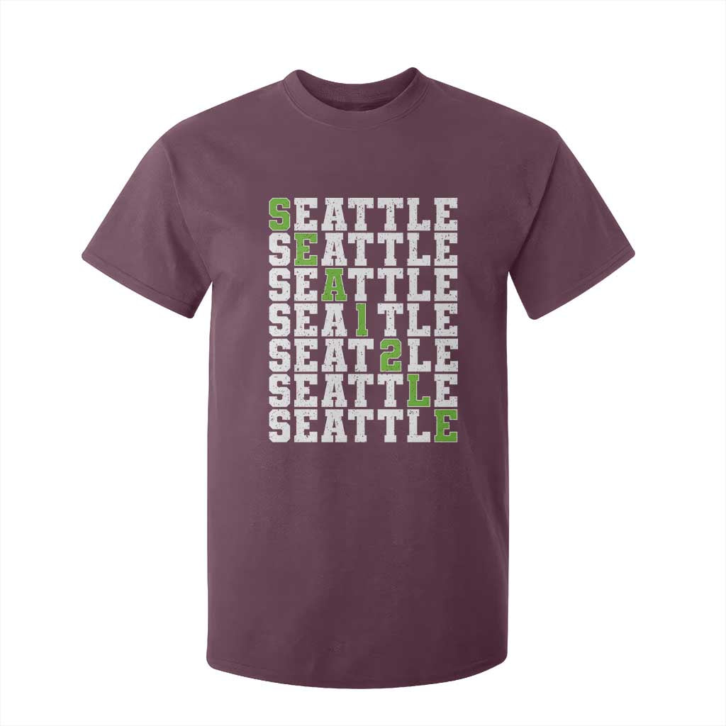 Seattle Fan 12 Athletic Number T Shirt For Kid City Football Game Day TS11 Maroon Print Your Wear