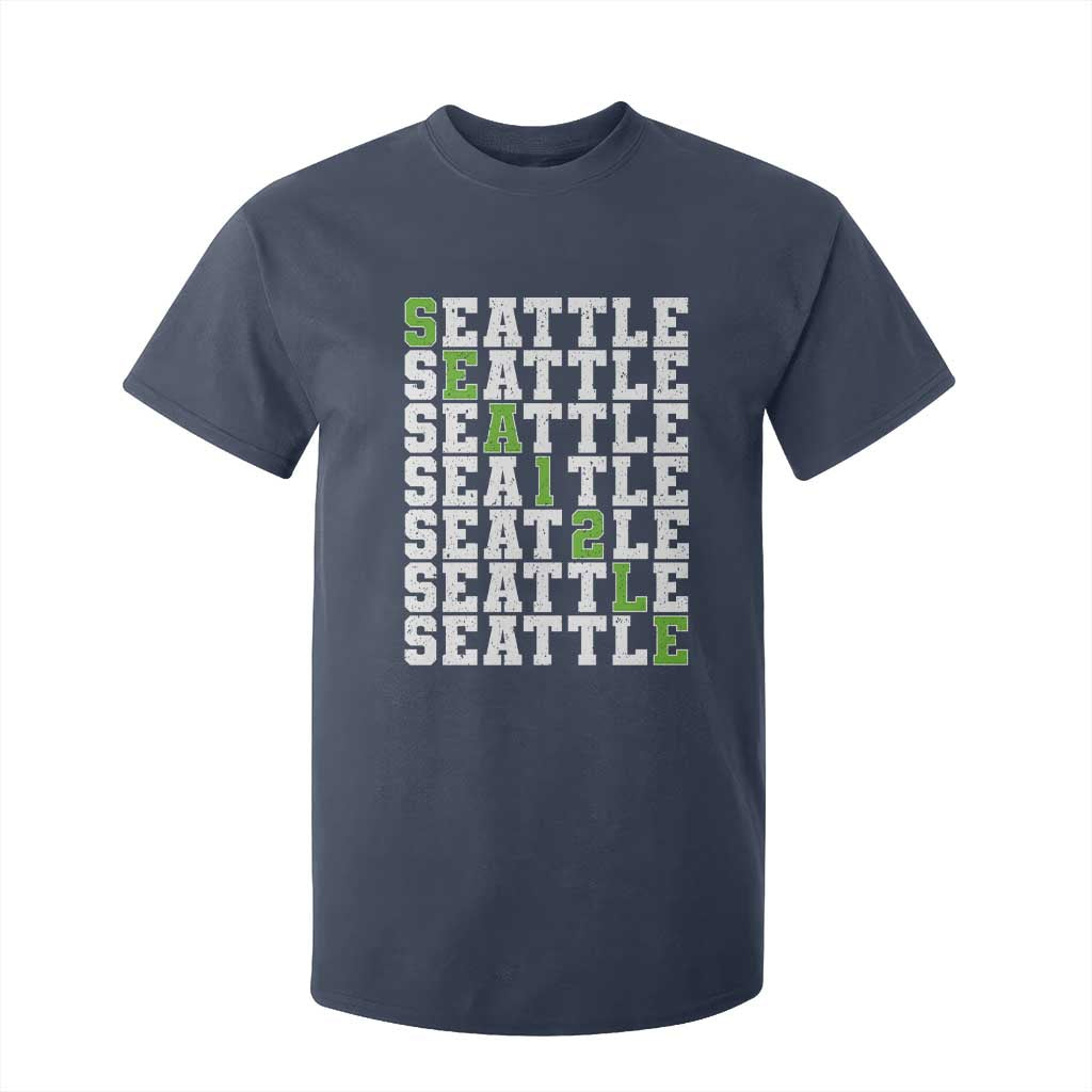 Seattle Fan 12 Athletic Number T Shirt For Kid City Football Game Day TS11 Navy Print Your Wear