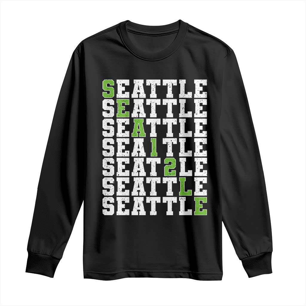 Seattle Fan 12 Athletic Number Long Sleeve Shirt City Football Game Day TS11 Black Print Your Wear