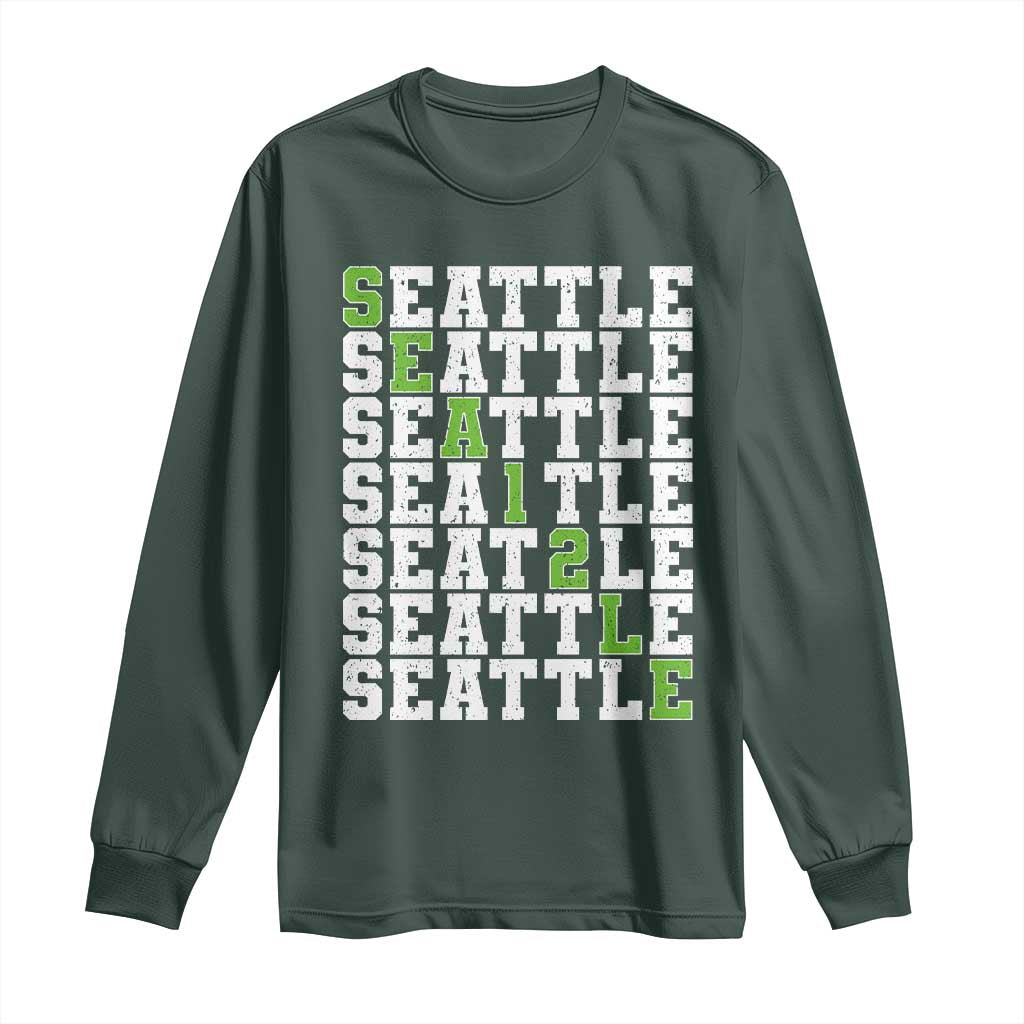 Seattle Fan 12 Athletic Number Long Sleeve Shirt City Football Game Day TS11 Dark Forest Green Print Your Wear