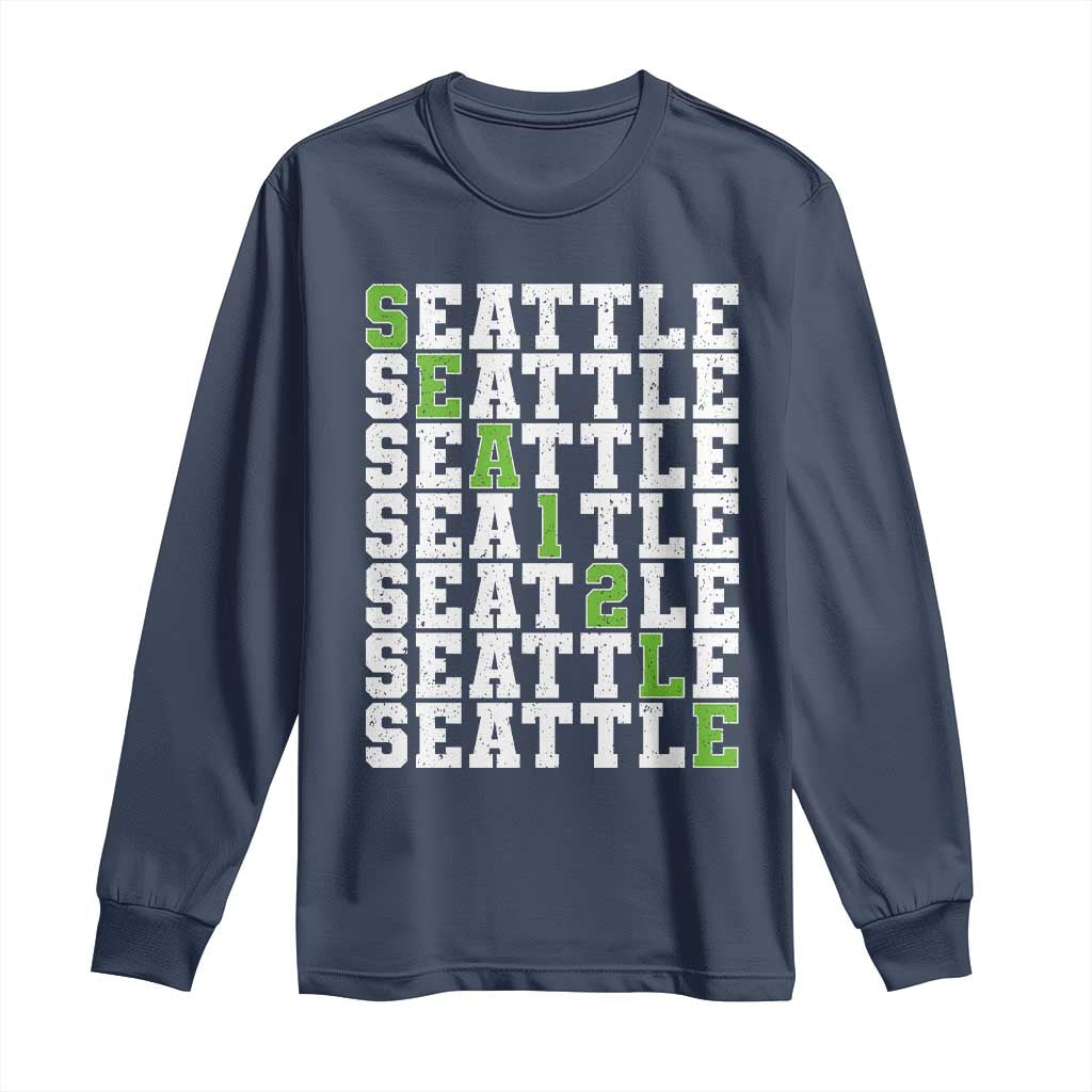 Seattle Fan 12 Athletic Number Long Sleeve Shirt City Football Game Day TS11 Navy Print Your Wear
