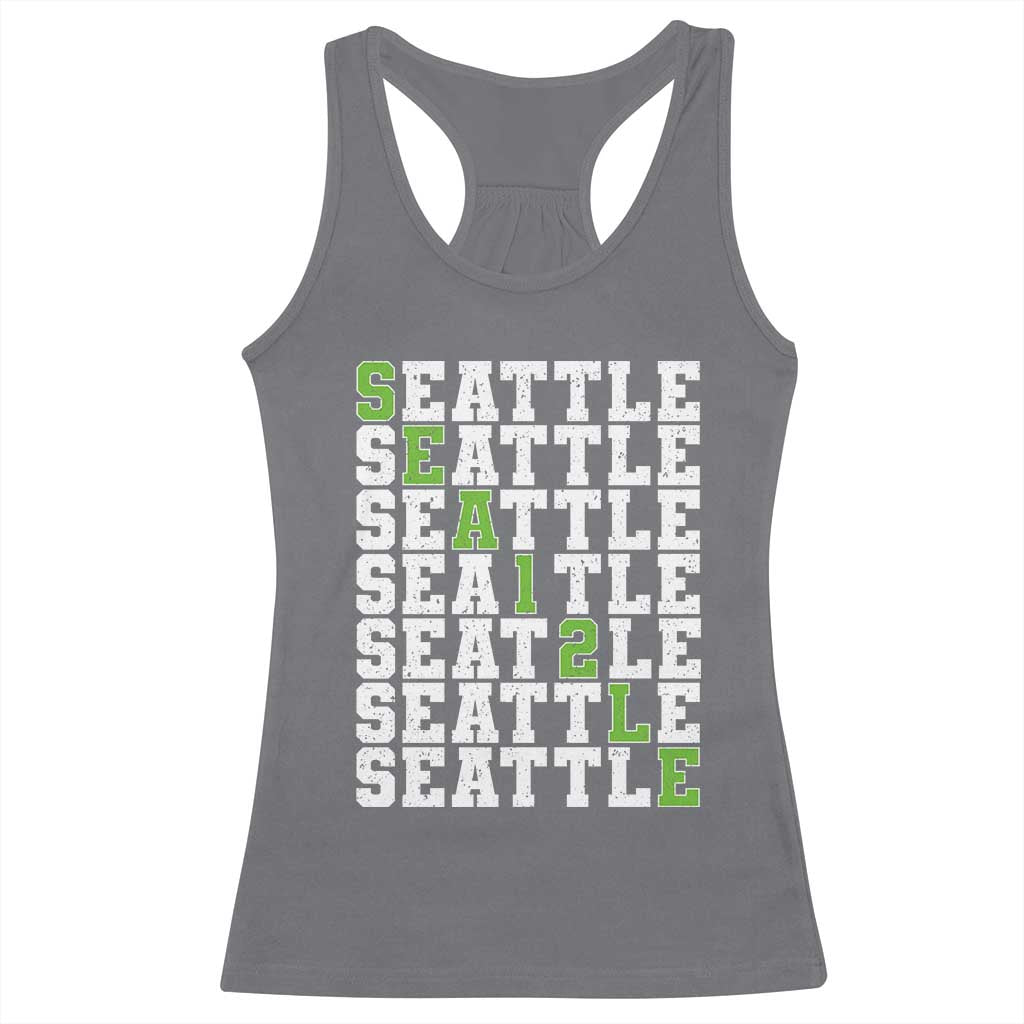 Seattle Fan 12 Athletic Number Racerback Tank Top City Football Game Day TS11 Charcoal Print Your Wear