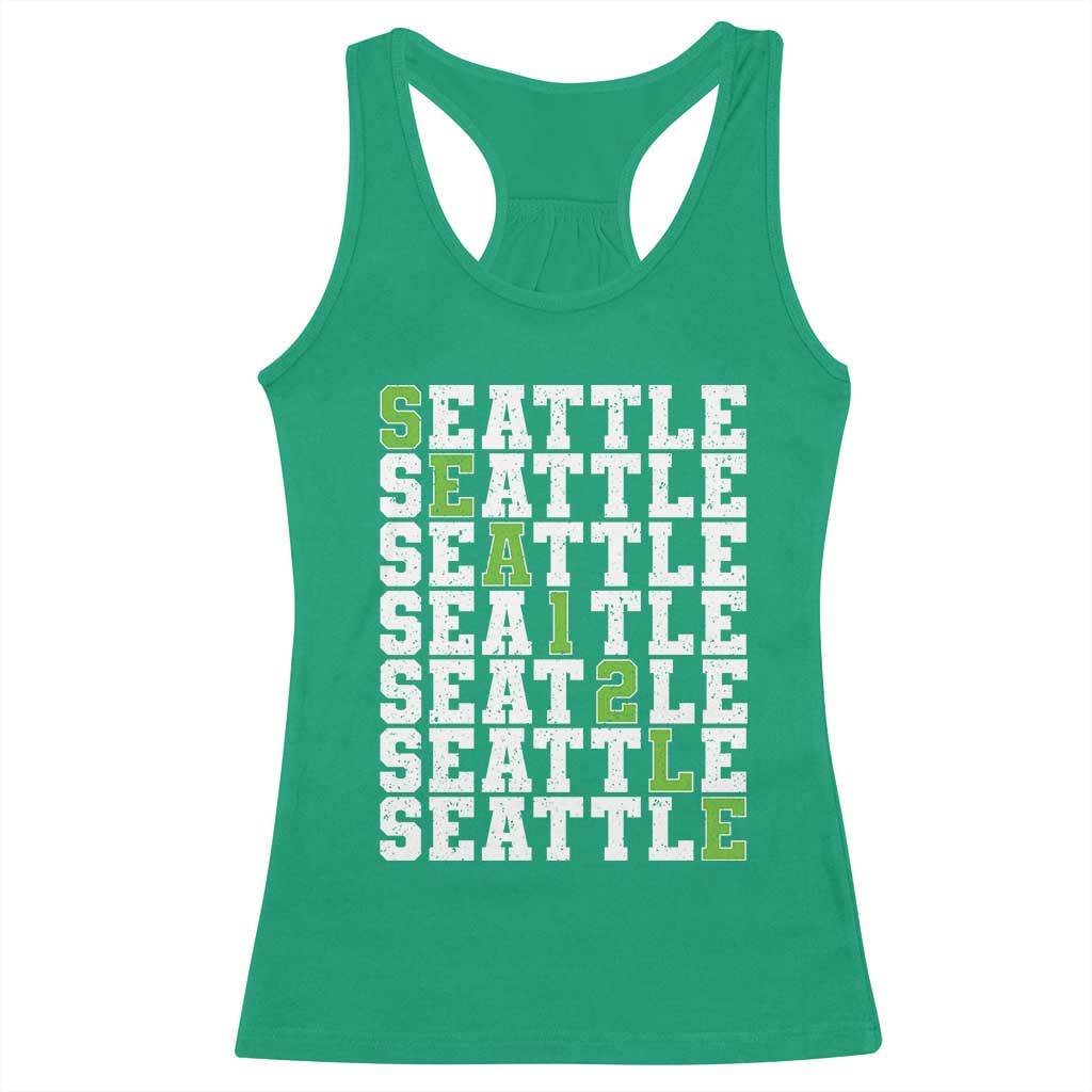 Seattle Fan 12 Athletic Number Racerback Tank Top City Football Game Day TS11 Irish Green Print Your Wear