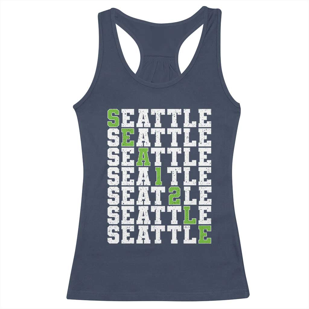 Seattle Fan 12 Athletic Number Racerback Tank Top City Football Game Day TS11 Navy Print Your Wear