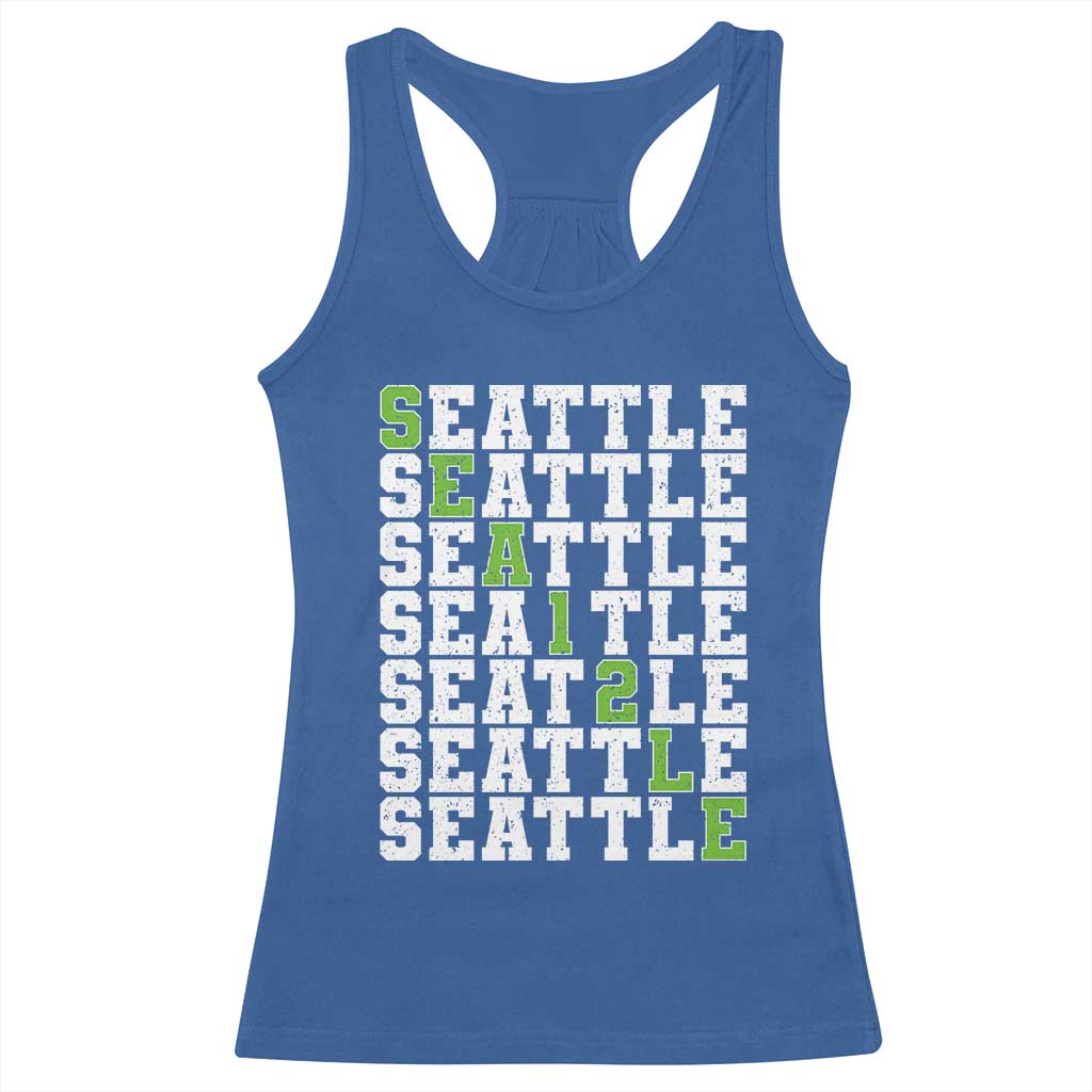 Seattle Fan 12 Athletic Number Racerback Tank Top City Football Game Day TS11 Royal Blue Print Your Wear