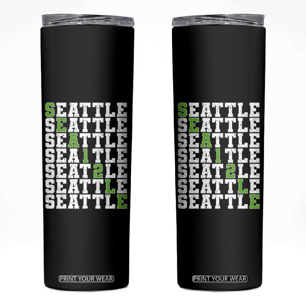 Seattle Fan 12 Athletic Number Skinny Tumbler City Football Game Day TS11 Black Print Your Wear