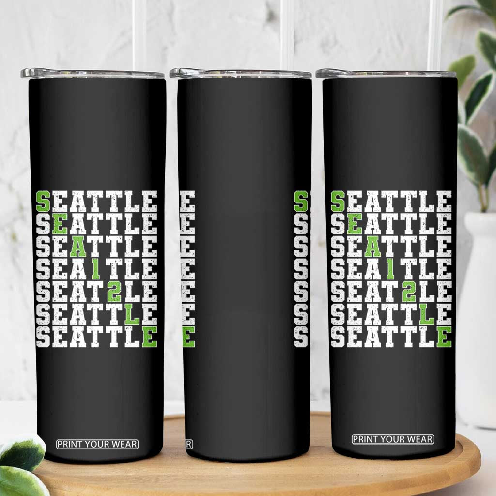 Seattle Fan 12 Athletic Number Skinny Tumbler City Football Game Day TS11 Print Your Wear