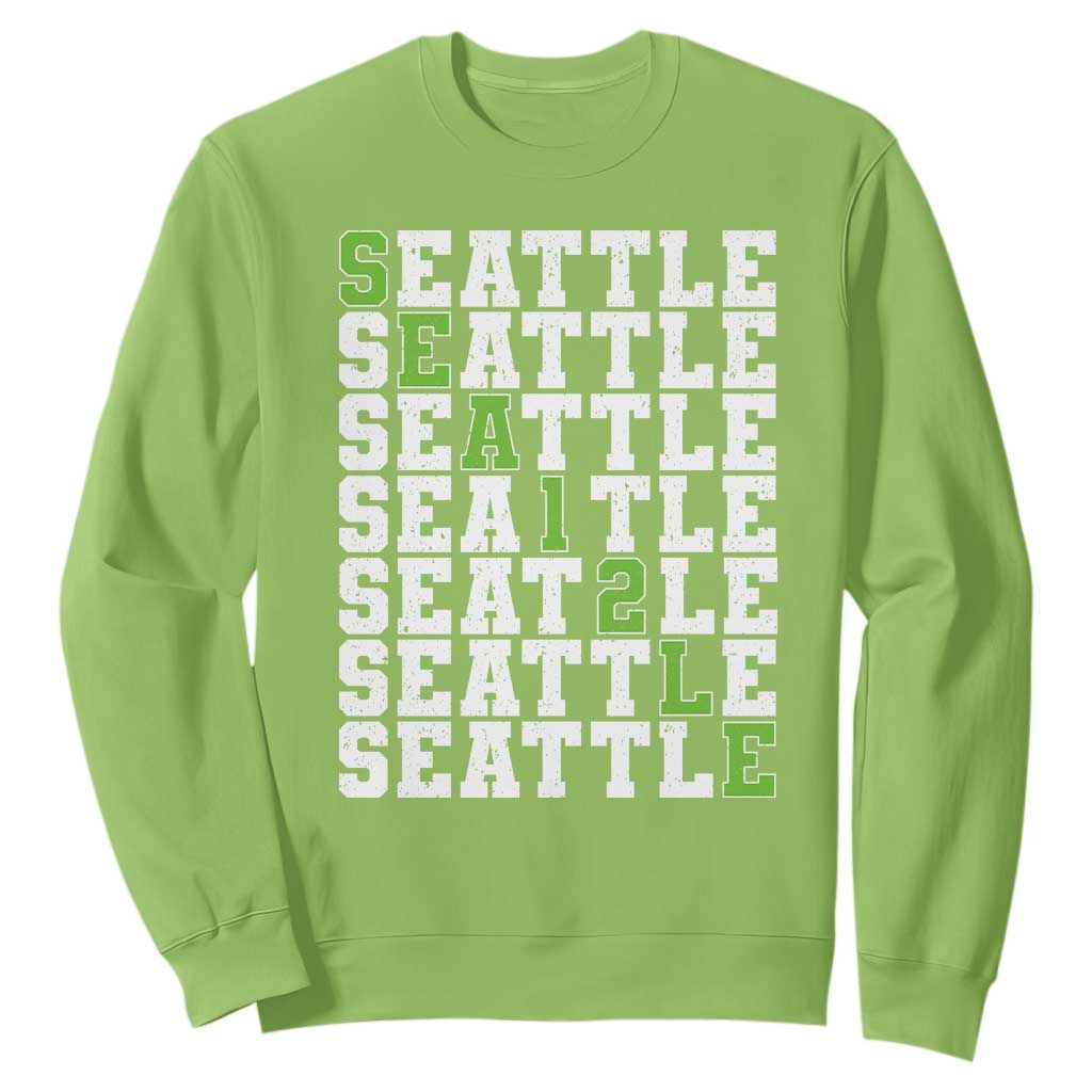 Seattle Fan 12 Athletic Number Sweatshirt City Football Game Day TS11 Lime Print Your Wear