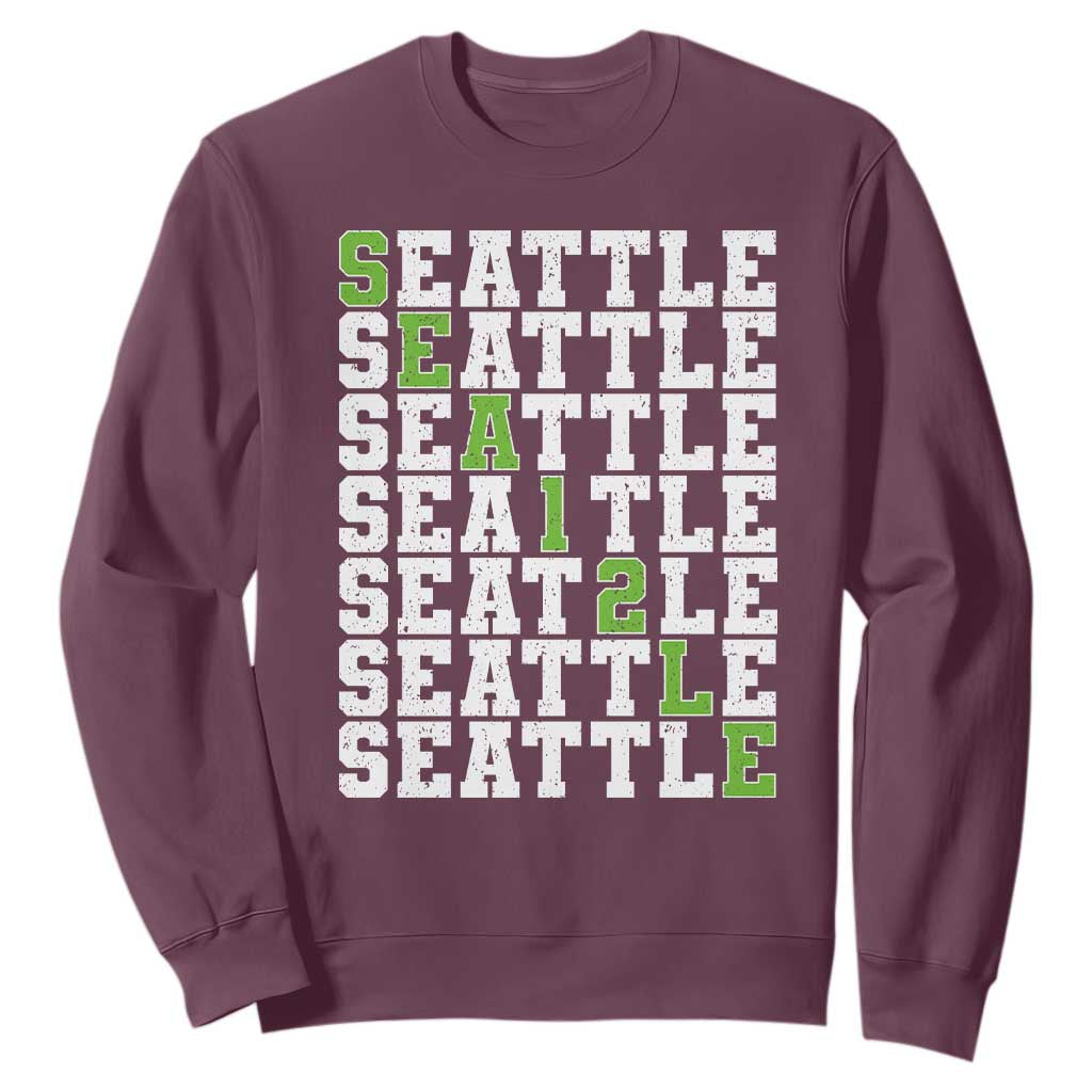 Seattle Fan 12 Athletic Number Sweatshirt City Football Game Day TS11 Maroon Print Your Wear