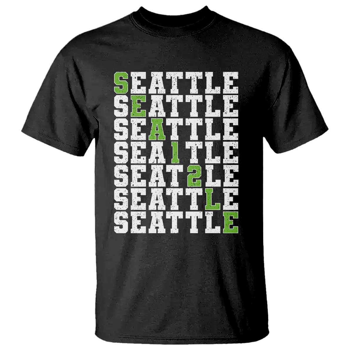 Seattle Fan 12 Athletic Number T Shirt City Football Game Day TS11 Black Print Your Wear