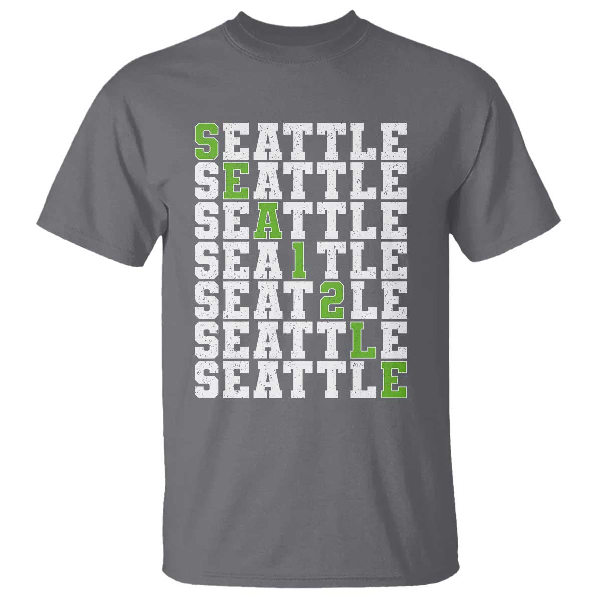 Seattle Fan 12 Athletic Number T Shirt City Football Game Day TS11 Charcoal Print Your Wear